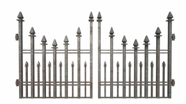 Beyaz arkaplanda eski çit 3D görüntüleme.