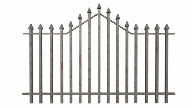 Beyaz arkaplanda eski çit 3D görüntüleme.