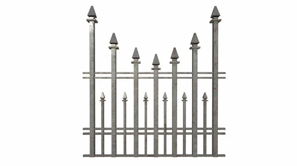 Old Fence White Background Rendering — Stock Photo, Image