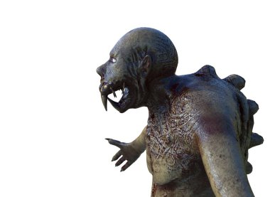 Arka planda mutant canavarlar var. 3D görüntüleme..