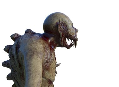 Arka planda mutant canavarlar var. 3D görüntüleme..