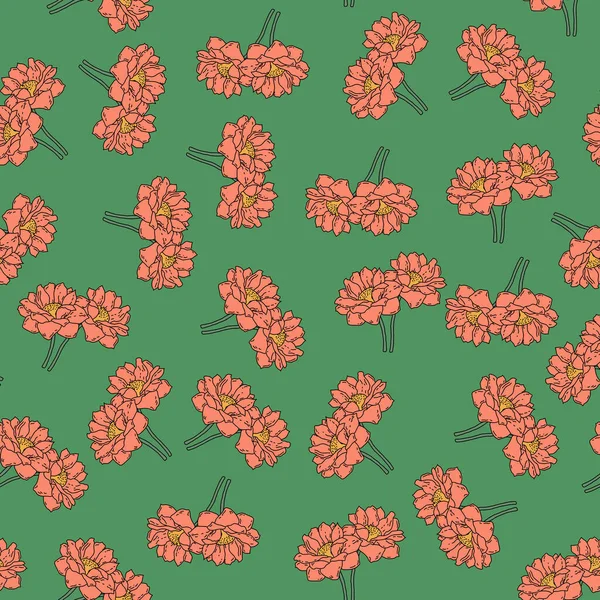 Botanical seamless pattern with flowers. Pattern for summer dresses, children\'s wallpapers for the room. For use in web design, kindergarten, birthday cards. The tiles can be combined with each other.
