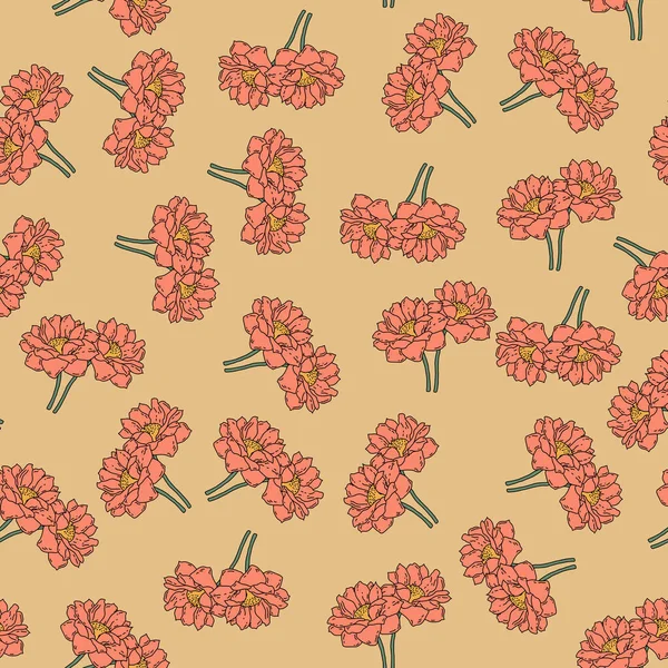 Botanical seamless pattern with flowers. Pattern for summer dresses, children\'s wallpapers for the room. For use in web design, kindergarten, birthday cards. The tiles can be combined with each other.