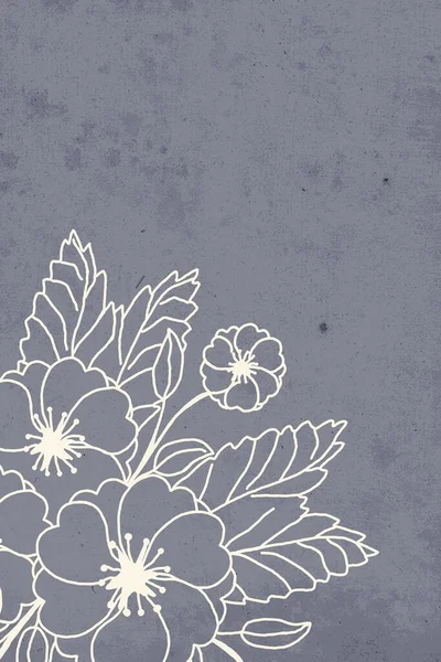 Flowers Blue Background Botanical Wall Art Line Art Tropical Drawing — Foto de Stock