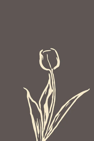 ミニマルなイラスト ウォールアートのグラフィック イラストの春の花 カバー ソーシャルメディアのためのデザイン ベージュチューリップ — ストック写真
