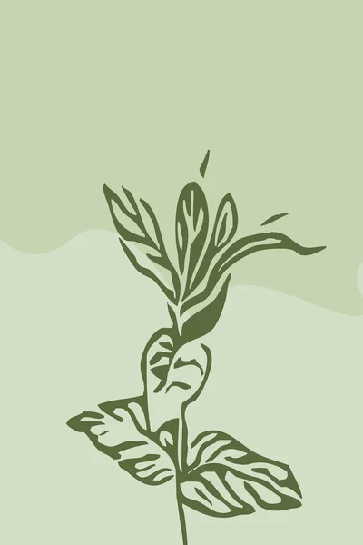 Illustration Botanique Moderne Milieu Siècle Design Contemporain Mode Herbes Dans — Photo