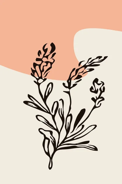 Botanikai Absztrakt Formák Fali Grafikák Virágok Növények Levelek Illusztráción Nyomtatható — Stock Fotó