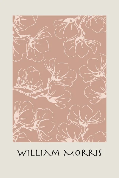 Ботанические Плакаты Вдохновленные Моррисом Цветы Листья Иллюстрации — стоковое фото