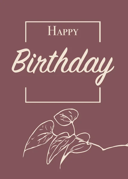 Boldog Születésnapot Üdvözlőlap Design Botanikai Képlet — Stock Fotó