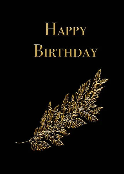 Boldog Születésnapot Üdvözlőlap Design Arany Díszek Egy Fekete Háttér — Stock Fotó