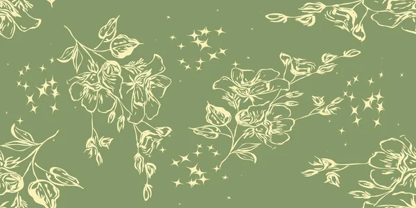 Сучасний Безшовний Ботанічний Фон Декоративний Візерунок Зеленому Тлі Паперу Обкладинки — стокове фото