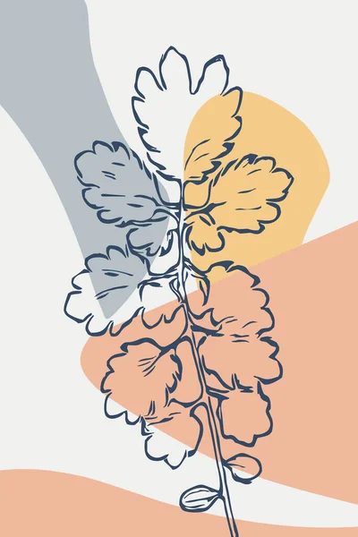 Современная Ботаническая Иллюстрация Середины Века Модный Современный Дизайн Минималистские Растения — стоковое фото