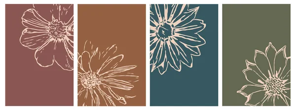 Botanische Illustrationen Minimalistischem Stil Und Neutralen Farben Für Poster Shirt — Stockvektor