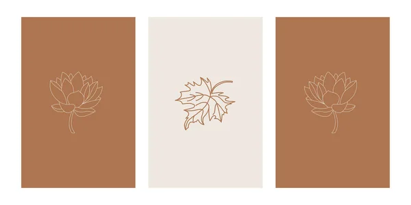 Conjunto Ilustraciones Imprimibles Patrón Minimalista Arte Pared Decoraciones Para Hogar — Vector de stock