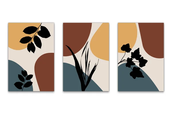 Conjunto Cartazes Minimalistas Ilustração Botânica Moderna Para Impressão Projeto Capa —  Vetores de Stock