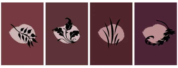 Ensemble Affiches Minimalistes Illustration Botanique Moderne Pour Impression Conception Abstraite — Image vectorielle