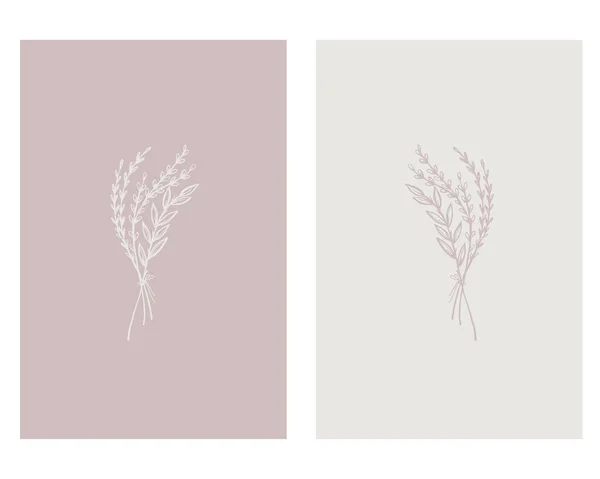 ミニマルなポスターのセット 印刷のための近代的な植物イラスト アブストラクトカバーデザイン 現代美術 インテリアデザイン 壁の装飾 — ストックベクタ