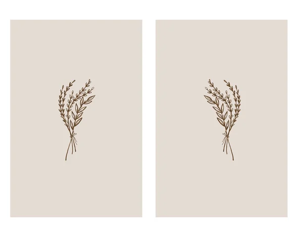 Conjunto Cartazes Minimalistas Ilustração Botânica Moderna Para Impressão Projeto Capa — Vetor de Stock