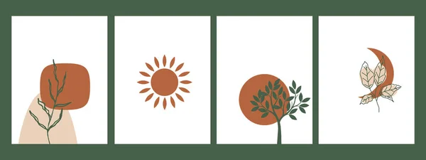 Minimalista Plakátok Modern Botanikai Illusztráció Nyomtatáshoz Absztrakt Burkolattervezés Modern Művészet — Stock Vector