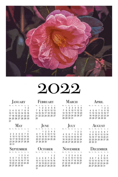 Botanischer Kalender Für 2022 Druckbarer Senkrechter Wandkalender Die Woche Beginnt — Stockfoto