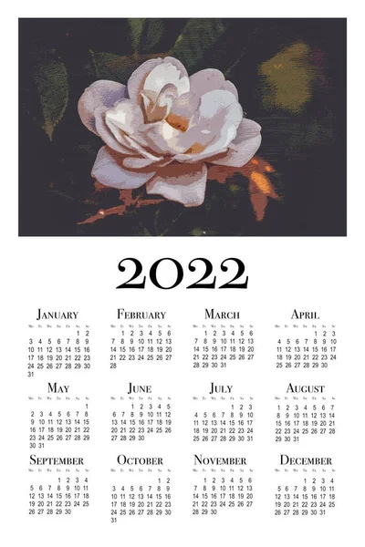 Calendario Botanico 2022 Calendario Verticale Parete Stampabile Settimana Inizia Lunedì — Foto Stock