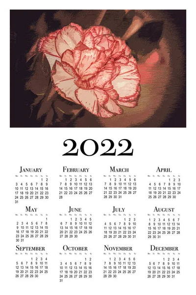 Botanischer Kalender Für 2022 Druckbarer Senkrechter Wandkalender Die Woche Beginnt — Stockfoto