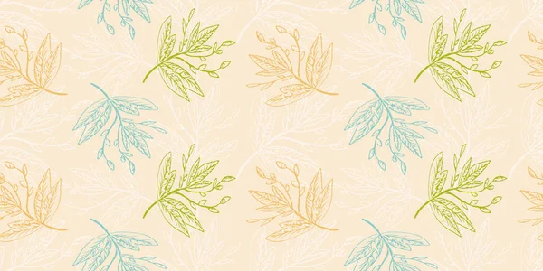 Botanik Kusursuz Desen Kağıt Giysi Malzemesi Yatak Duvar Kağıtları Için — Stok Vektör