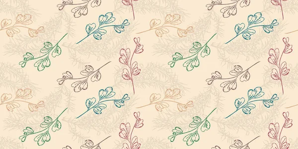 Бесшовный Ботанический Фон Декоративные Листья Шаблон Векторная Иллюстрация — стоковый вектор
