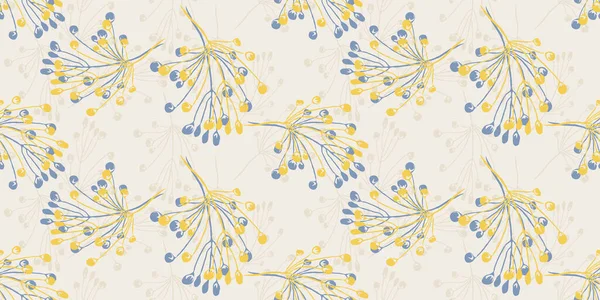 Sarı Mavi Yapraklı Sonbaharda Pürüzsüz Desen Vektörü Renkli Sonbahar Çiçekli — Stok Vektör