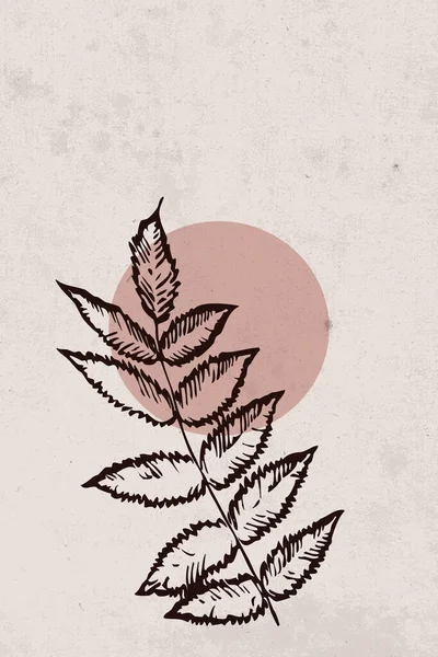 Foglie Illustrazione Minimalista Stampabile Botanical Wall Art Opera Arte Artistica — Foto Stock