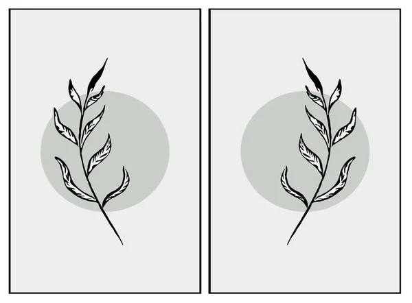 Современные Минималистические Плакаты Современный Набор Креативное Искусство Печатные Иллюстрации Ботанические — стоковый вектор