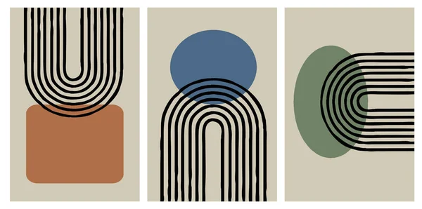 Set of trendy printable cards. For use on cover, wallpaper, postcard, wall art. Geometric shapes. 