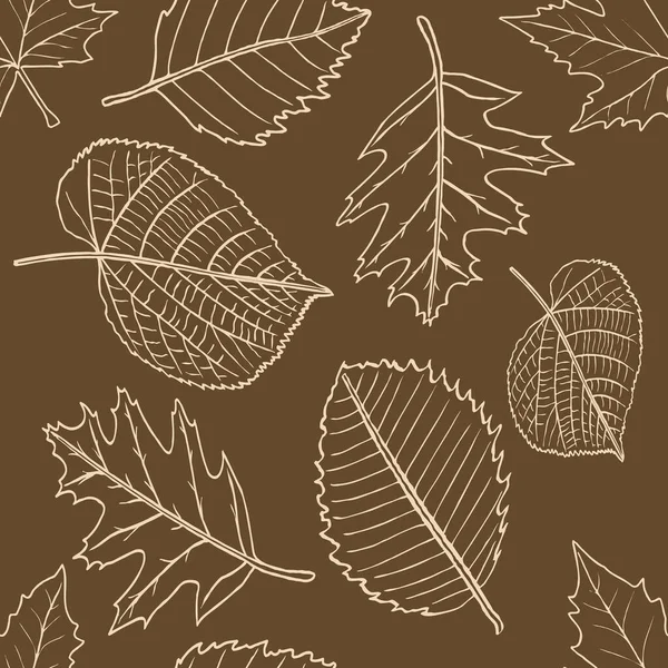 植物のシームレスなパターン 茶系の葉 — ストック写真