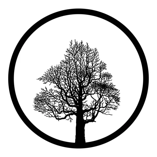 Czarna Ikona Wektora Czarnym Kole Białym Tle Drzewo — Wektor stockowy