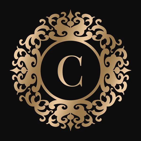 Розкішний Золотий Шаблон Логотипу Чорному Тлі Буквою — стоковий вектор