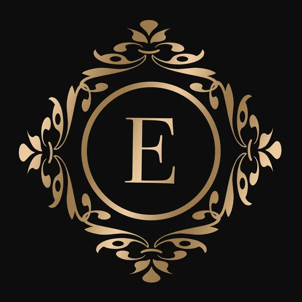 Luxusní Zlaté Logo Šablony Černém Pozadí Písmenem — Stockový vektor