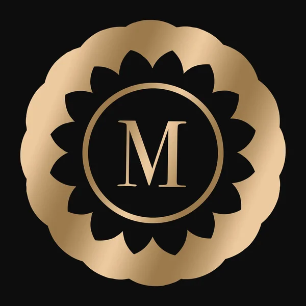 Siyah Arkaplanda Harfli Lüks Altın Logo Şablonu — Stok Vektör