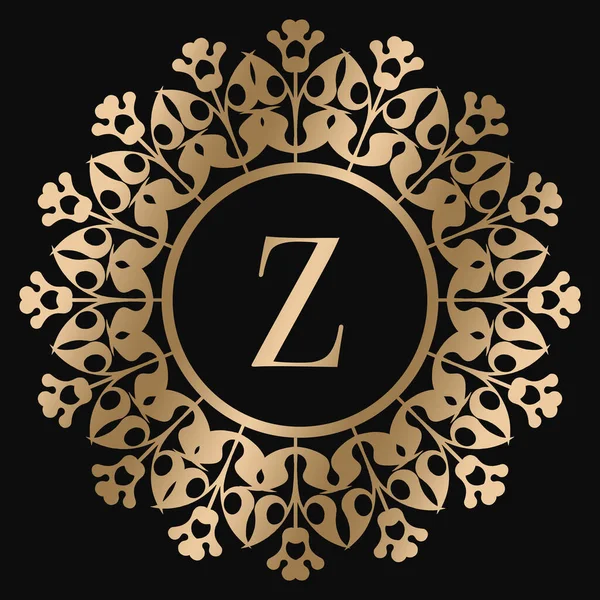 Siyah Arkaplanda Harfi Ile Gösterişli Altın Logo Şablonu — Stok Vektör