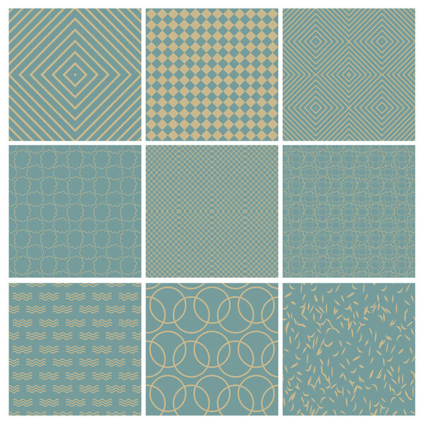 Collection of Geometric seamless patterns. Decorative background for paper, fabrics, wallpapers.