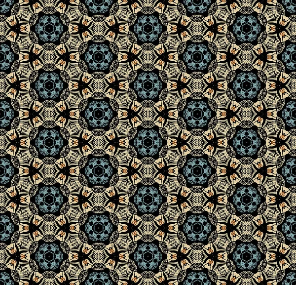 Oriental Art Deco Seamless Pattern. Design for printing on textiles, wallpapers, background. Gold ornament on a black background. The tiles can be combined with each other.