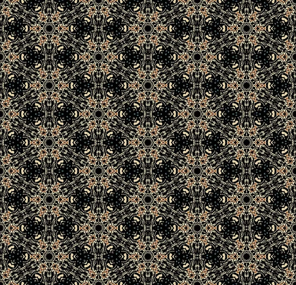 Oriental Art Deco Seamless Pattern. Design for printing on textiles, wallpapers, background. Gold ornament on a black background. The tiles can be combined with each other.