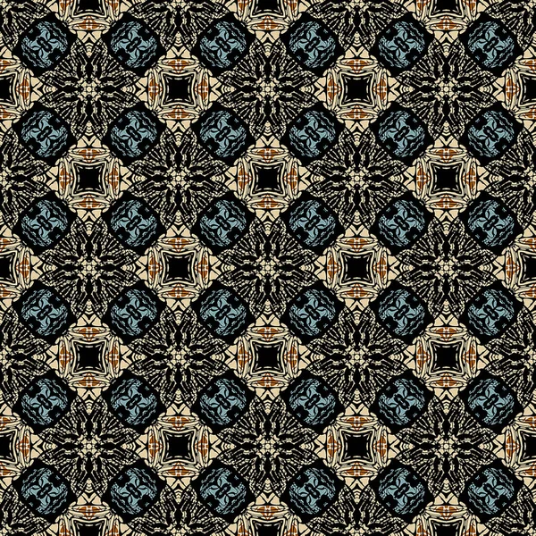 Oriental Art Deco Seamless Pattern. Design for printing on textiles, wallpapers, background. Gold ornament on a black background. The tiles can be combined with each other.