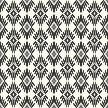 Geometrik dikişsiz desen. Kumaşta basit bir parmak izi. Siyah beyaz baskı. Duvar kağıtları, ambalajlar, afişler, davetiyeler, kartvizitler, kumaş baskıları için uygun