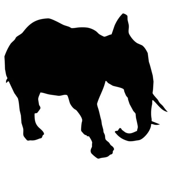 Illustrazione Vettoriale Elefante Africano Silhouette Nera Sfondo Bianco — Vettoriale Stock