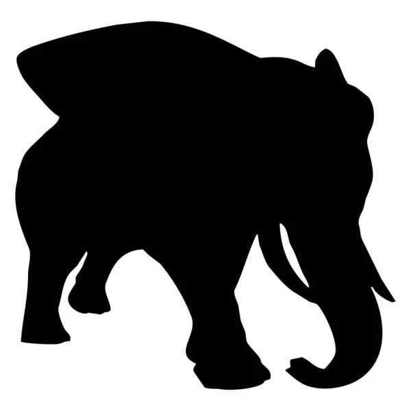 Illustration Vectorielle Éléphant Afrique Silhouette Noire Sur Fond Blanc — Image vectorielle