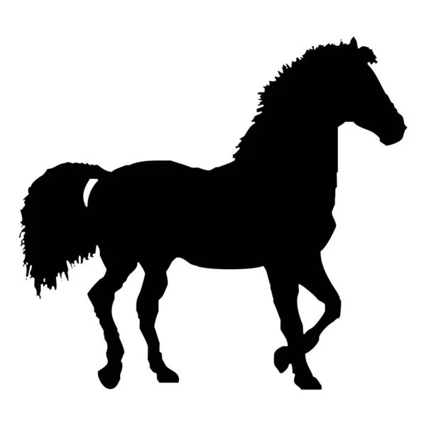 Vector Animal Illustration Black Silhouette Horse White Background — Stock Vector