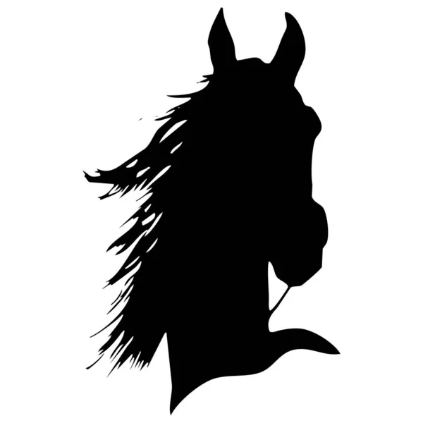 Ilustración Animal Vectorial Silueta Negra Caballo Sobre Fondo Blanco — Vector de stock