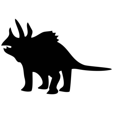 Bir dinozorun vektör çizimi. Beyaz arkaplanda siyah bir siluet. 
