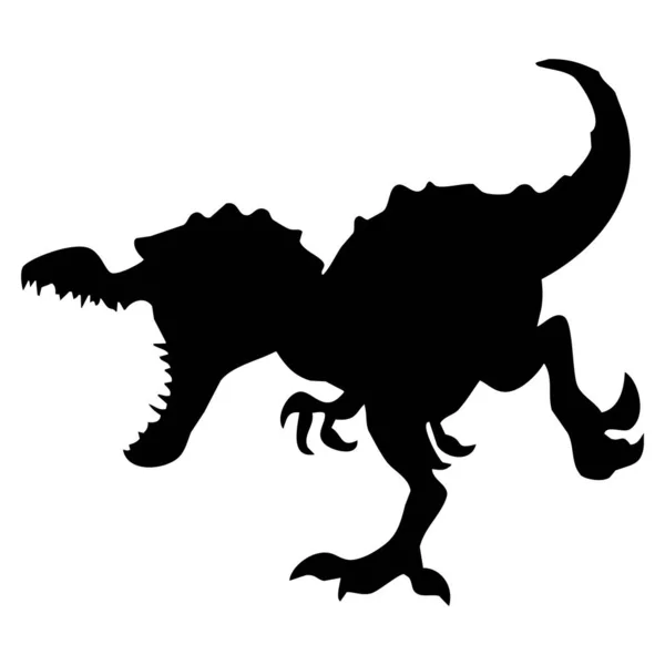Bir Dinozorun Vektör Çizimi Beyaz Arkaplanda Siyah Bir Siluet — Stok Vektör