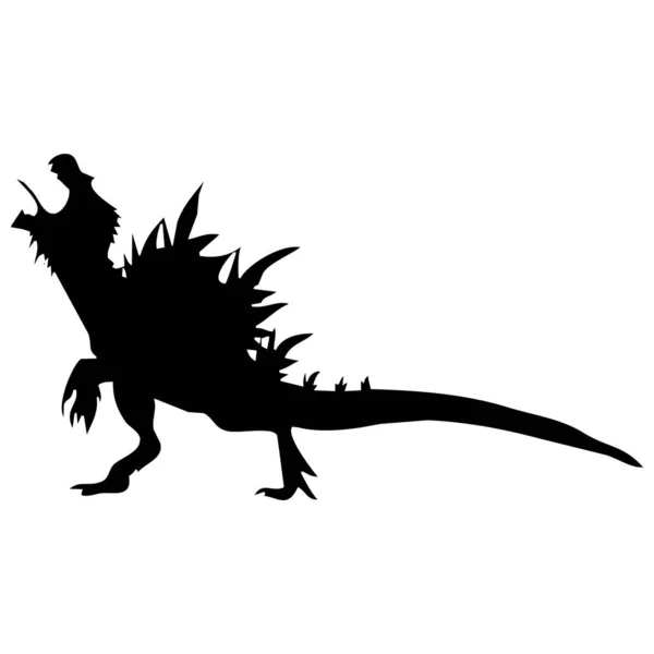 Vektorová Ilustrace Dinosaura Černá Silueta Bílém Pozadí — Stockový vektor